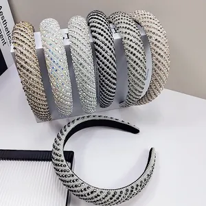 Close-up of padded headbands featuring hand-set rhinestones and non-slip lining