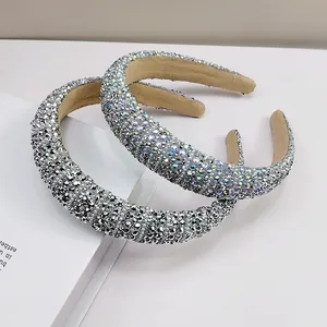 Luxe rhinestone pearl padded headband with high luster crystals and sponge core for women