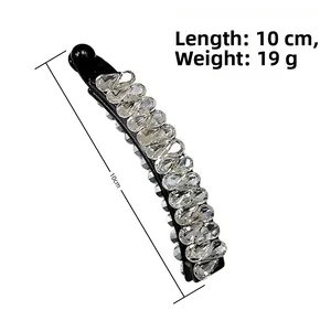 Détail de la pince à cheveux banane de 10cm avec cristaux et spécifications