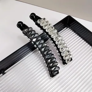 Barrettes bananes élégantes en cristal pour femmes avec poignée verticale antidérapante