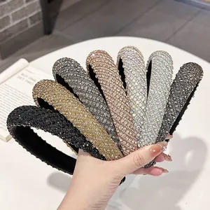 Luxury Padded Rhinestone Headband High Cranial Top Vintage Hair Accessory For Women Party Wedding Fashion Hair Band