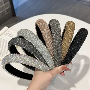 Luxus Strass gepolstertes Stirnband Damen Funkelndes Kristall Haarband Elegant High Top Haarschmuck Party Kopfschmuck