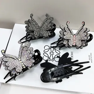 Set di mollette per capelli a farfalla di lusso con strass lucidi e presa forte