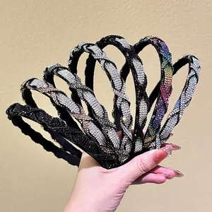 Luxury Rhinestone Braided Headband Elegant Twisted Full Crystal Hairband Fashion Hair Accessories For Women Party Wedding