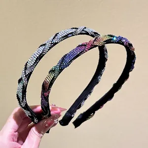 Fashion braided headbands with sparkling rhinestones in silver and rainbow colors