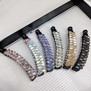 Détails de six pinces à cheveux banane ornées de cristaux en diverses couleurs