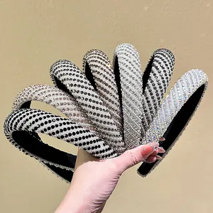 Sparkling crystal and pearl padded headband set in various colors for elegant hair styling
