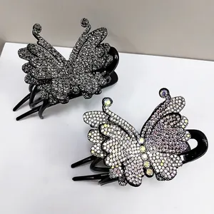 Eleganti fermagli per capelli a farfalla con strass da donna, accessori di lusso