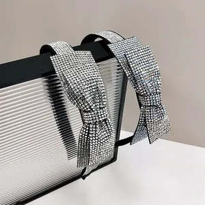 Sparkling rhinestone bow headband with full diamond wrapping for women fashion