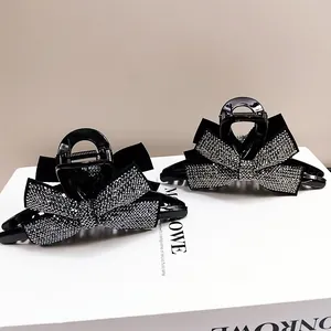 Pince à Cheveux Nœud en Strass Élégante Style Coréen Grande Accessoire de Coiffure en Cristal Brillant pour Femmes