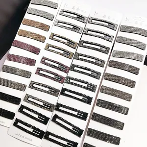 Mode Glänzende Strass BB Haarspangen Legierung Geometrische Rechteckige Haarnadeln Vielseitige Seitenclips Damen Haarschmuck Kollektion
