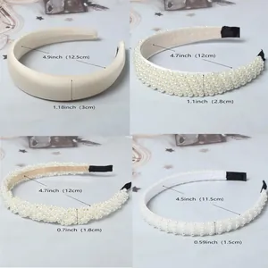 Ensemble de serre-têtes en perles et cuir PU beige avec dimensions et tailles précises
