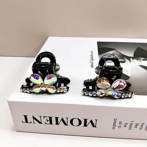 Détails de pinces à cheveux papillon en cristal élégantes avec strass colorés sur résine