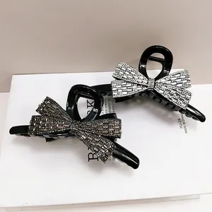 Luxury Rhinestone Bow Knot Hair Claw Clip Elegant Sparkling Shark Clip For Women Fashion Hair Accessories For Daily Party