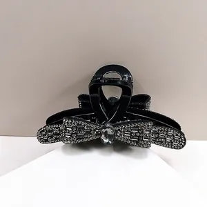 Luxus Strass Schleife Haarkralle Clip Große Haifischclip Elegante Kristall Haarbacken Clip Für Damen Haarstyling Zubehör