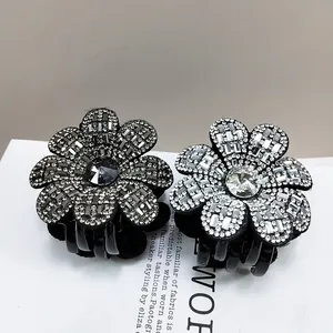 Pinces à cheveux fleurs en strass de luxe en argent et bronze pour coiffures élégantes