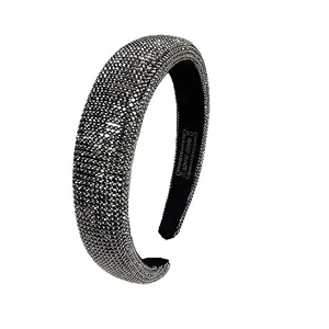 Sparkling rhinestone padded headband with handmade label and retro luxury velvet lining
