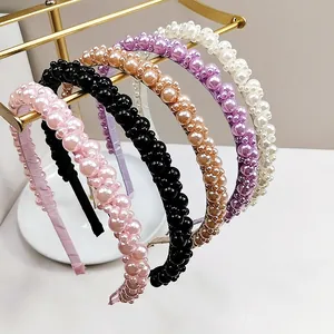 Handmade Beaded Imitation Artificial Pearl Headband Elegant Luxury Hair Hoop For Women Wedding Party Fashion Hair Accessories