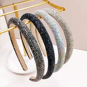 Luxurious padded rhinestone headbands set in assorted colors for elegant hair styling
