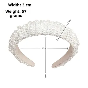 Vue détaillée du serre-tête en perles fait main avec mesures et spécifications de taille