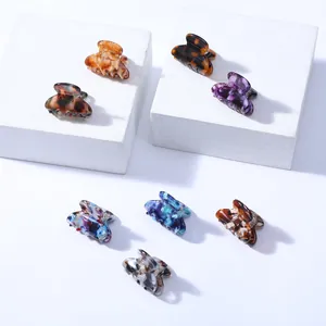 Lot de 7 mini pinces à cheveux élégantes en acétate avec motifs marbrés pour femmes