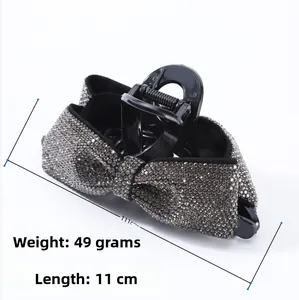 Funkelnde Strass-Haarklammer in Schleifenform, 11 cm lang und 49 g schwer
