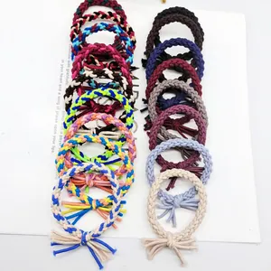 Damen Süß Handgefertigt Geflochten Elastisch Haargummis Bunt Geknotet Zopfmuster Haarseile Dicke Kordel Pferdeschwanz Halter Kopfschmuck