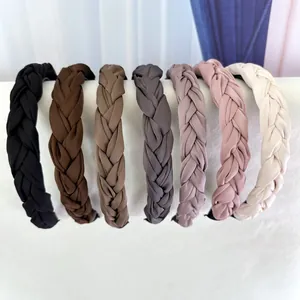 Serre-tête Élégant En Satin Tressé Pour Femmes Bandeau Torsadé Couleur Unie Cerceau À Cheveux Antidérapant Accessoires De Mode