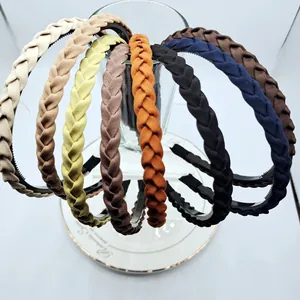 French Vintage Braided Headband Non-Slip Teeth Design Solid Color Cloth Hair Band Fashion Hair Accessories For Women