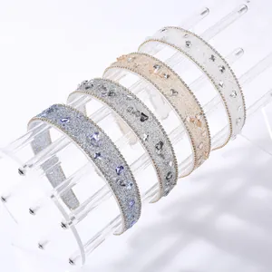 Diadema Acolchada Barroca para Mujer Cristal K9 Corazón Strass Vintage Lujo Banda para el Cabello Ancha Antideslizante Boda Fiesta Accesorios para el Cabello