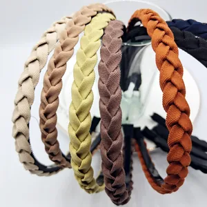 French retro braided headbands in multiple earthy colors with anti-slip design