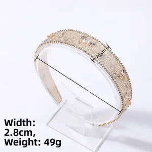 Diadema barroca de pedrería oro champán para mujer, accesorio de pelo brillante de 2,8 cm