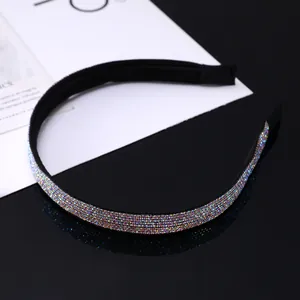 Serre-tête de luxe avec strass AB colorés et doublure en tissu noir