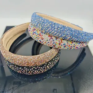 Cerchietti imbottiti con strass scintillanti per donna in vari colori con fodera