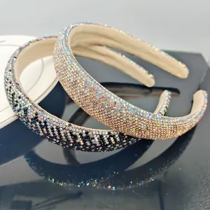 Cerchietto in Spugna Imbottito Con Strass per Donna Elastico per Capelli Scintillante Moda Matrimonio Festa Accessori per Capelli
