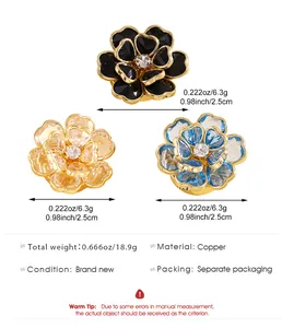 Especificaciones detalladas de gemelos de flor de cobre con dimensiones y peso