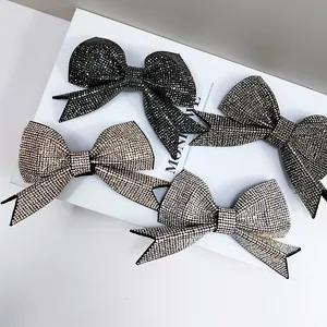 Large Korean Style Bowknot Rhinestone Hair Clip Sparkling Full Drill Spring Clip For Women Wedding Party Elegant Hair Accessories