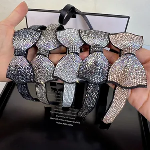 Serre-tête avec Nœud en Strass Style Coréen Élégant Luxe Accessoires de Cheveux pour Femmes Fête Mariage