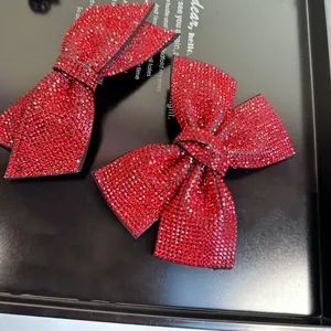 Lot d'accessoires de cheveux nœuds en strass rouges pour le Nouvel An et les fêtes