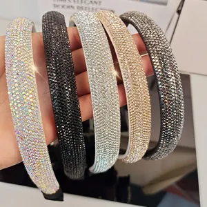 Luxurious narrow headband set with five sparkling colors of micro-paved rhinestones
