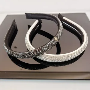 Set de diademas de lujo con diamantes de imitación brillantes en plata y gris para mujer