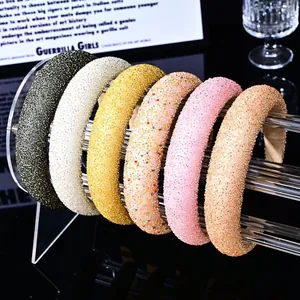 Elegant wide padded crystal headbands for women in six assorted vibrant colors