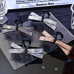 Large Rhinestone Bow Hair Claw Clip Elegant Resin Bowknot Shark Clip For Women Thick Hair Styling Hair Accessories