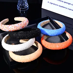 Lot de six serre-têtes rembourrés avec perles colorées élégantes pour un look haut de gamme