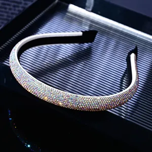 Luxury sparkly rhinestone headband with AB crystal diamond inlay and non-slip ear covers