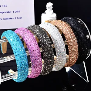 Diademas acolchadas de lujo con diamantes de imitación brillantes en varios colores