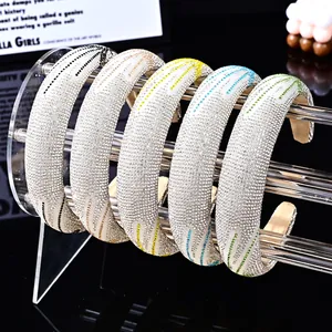 Set de diademas de pedrería brillante con relleno de esponja en cinco colores