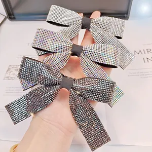 Pince À Cheveux Noeud Papillon En Strass Brillant Style Coréen Élégant Clip À Ressort Épingle À Cheveux De Luxe Pour Femmes Accessoires De Mariage