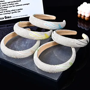 Diademas acolchadas con pedrería brillante y patrones geométricos para mujeres