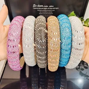 Set of baroque crystal padded headbands with sparkling rhinestones in assorted colors